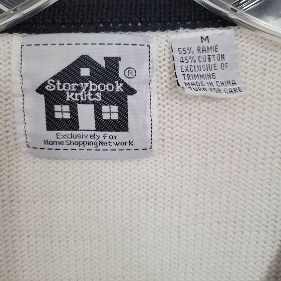 Storybook Knits Black And White V-neck Cardigan Sweater Size M - Picture 2 of 9